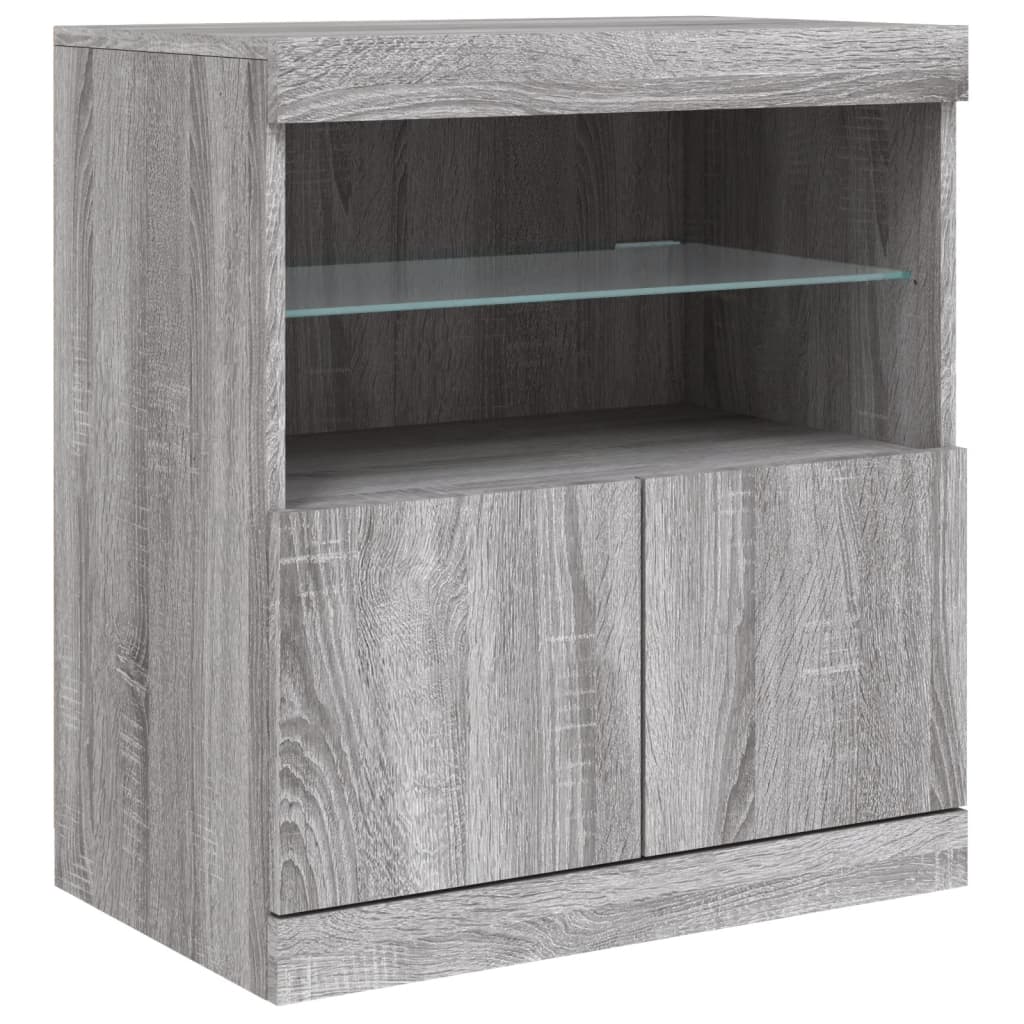 Komoda s LED svjetlima boja sivog hrasta 142,5x37x67 cm