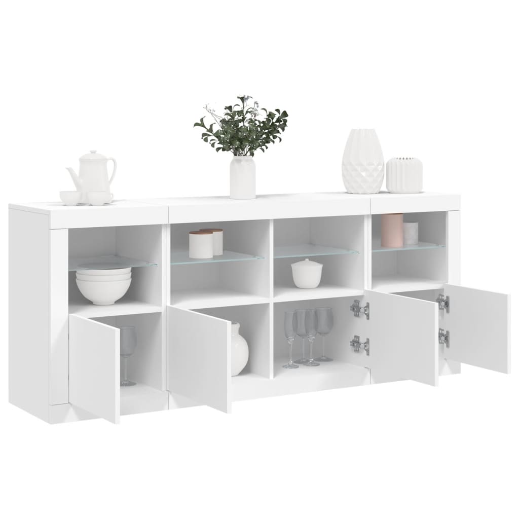 Komoda s LED svjetlima bijela 163 x 37 x 67 cm