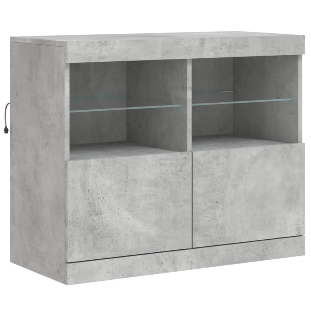 Komoda s LED svjetlima siva boja betona 163x37x67 cm