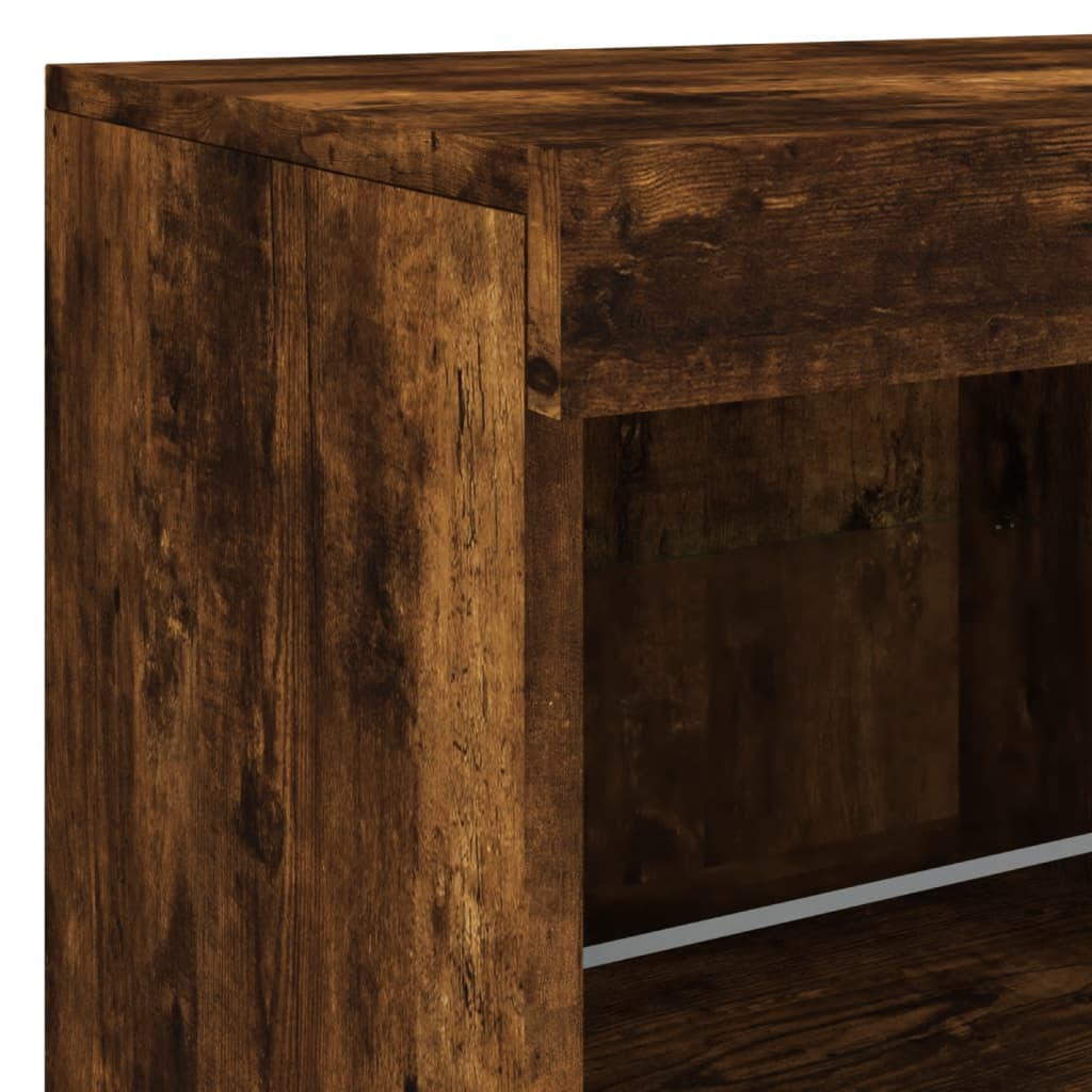 Komoda s LED svjetlima boja dimljenog hrasta 163x37x67 cm
