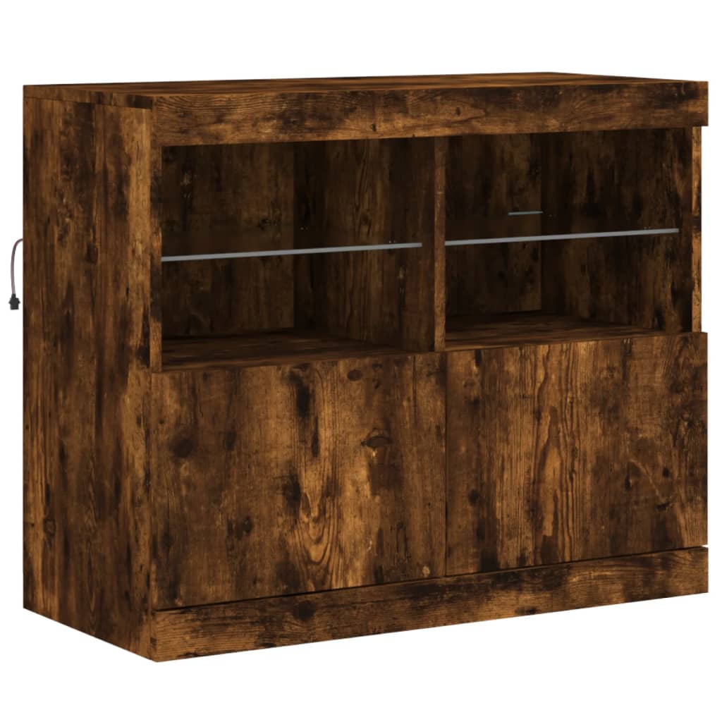 Komoda s LED svjetlima boja dimljenog hrasta 163x37x67 cm