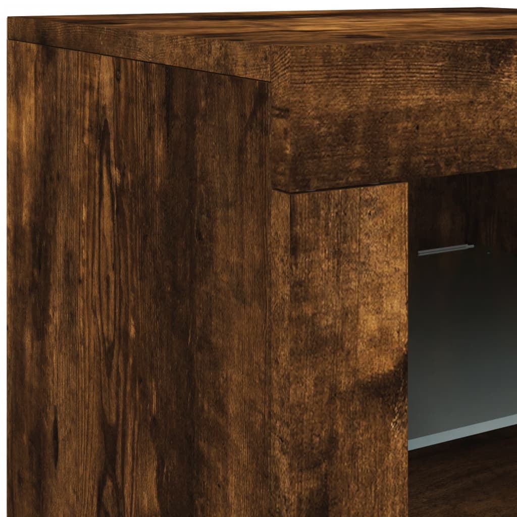 Komoda s LED svjetlima boja dimljenog hrasta 163x37x67 cm