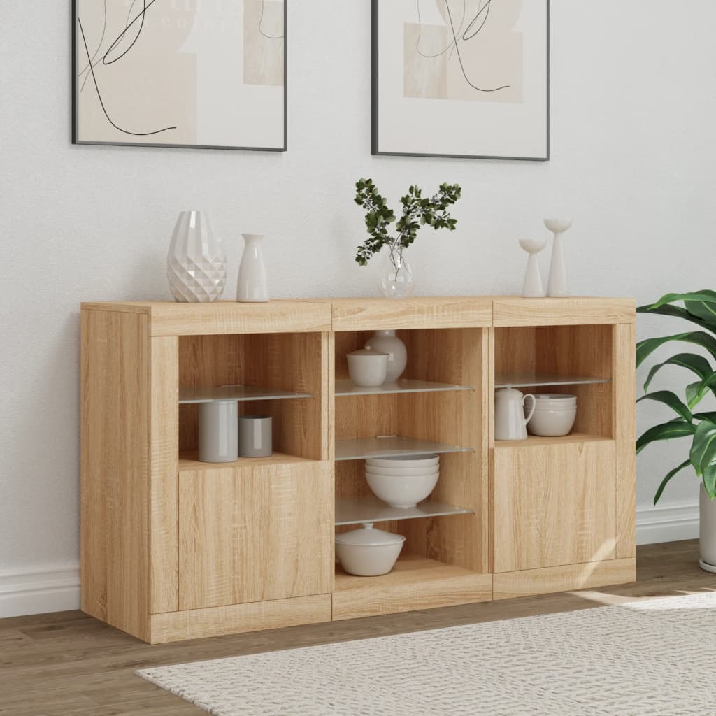 Komoda s LED svjetlima boja hrasta sonome 123x37x67 cm