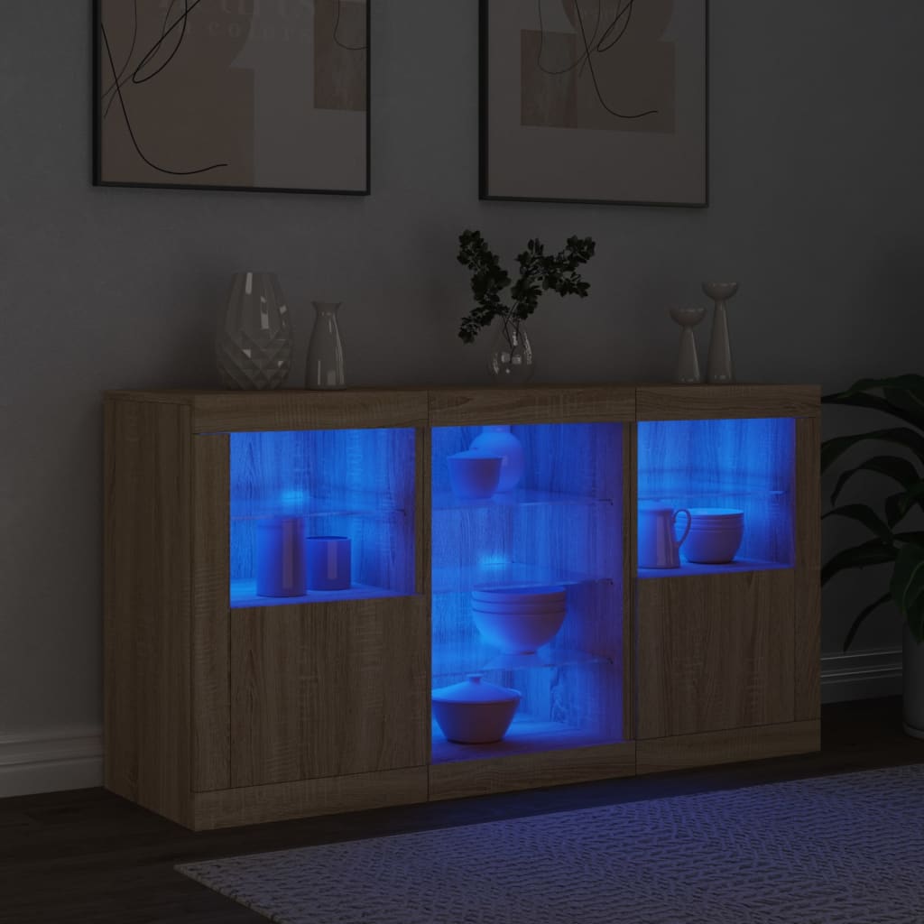 Komoda s LED svjetlima boja hrasta sonome 123x37x67 cm