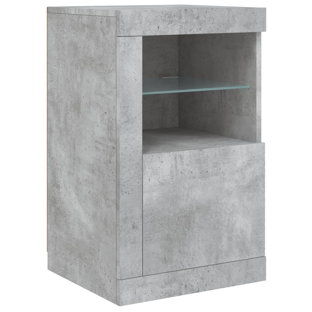 Komoda s LED svjetlima siva boja betona 123x37x67 cm
