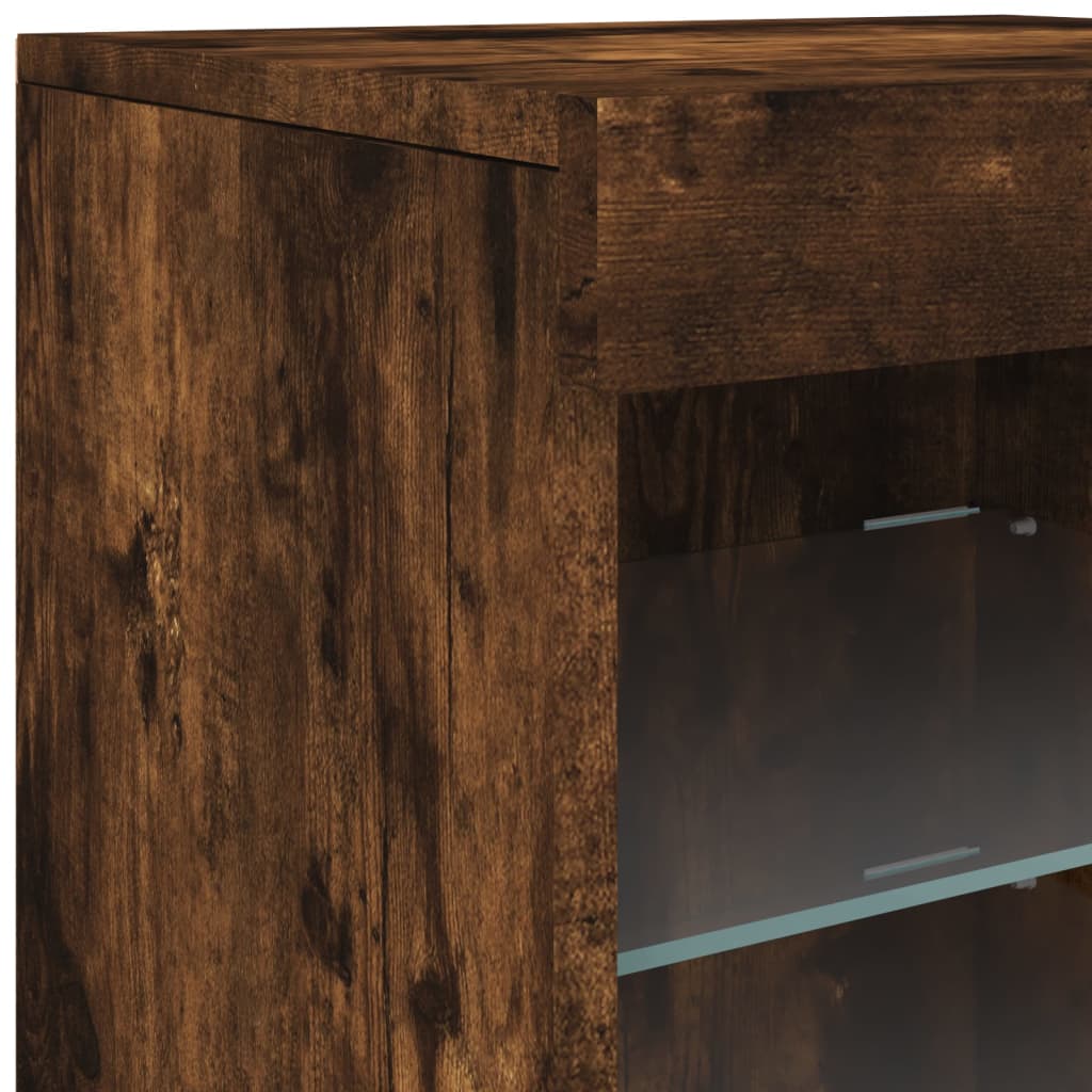 Komoda s LED svjetlima boja dimljenog hrasta 123x37x67 cm
