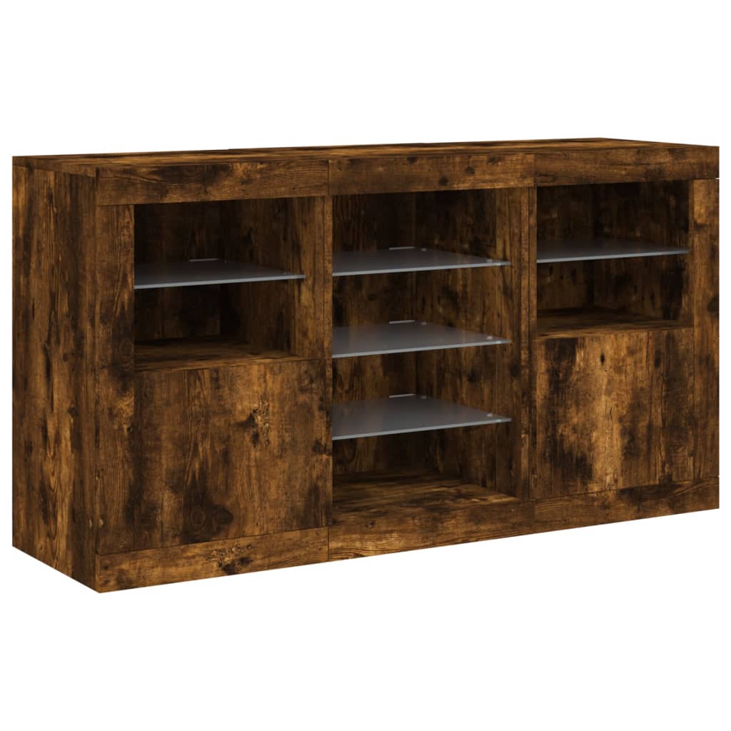 Komoda s LED svjetlima boja dimljenog hrasta 123x37x67 cm