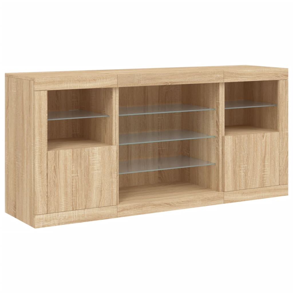 Komoda s LED svjetlima boja hrasta sonome 142,5x37x67 cm