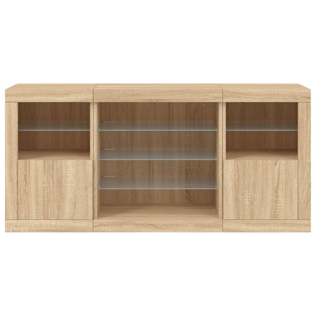 Komoda s LED svjetlima boja hrasta sonome 142,5x37x67 cm