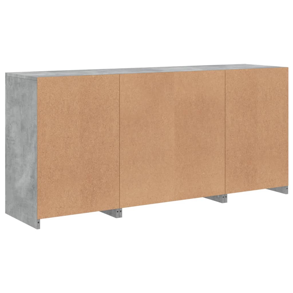 Komoda s LED svjetlima siva boja betona 142,5x37x67 cm