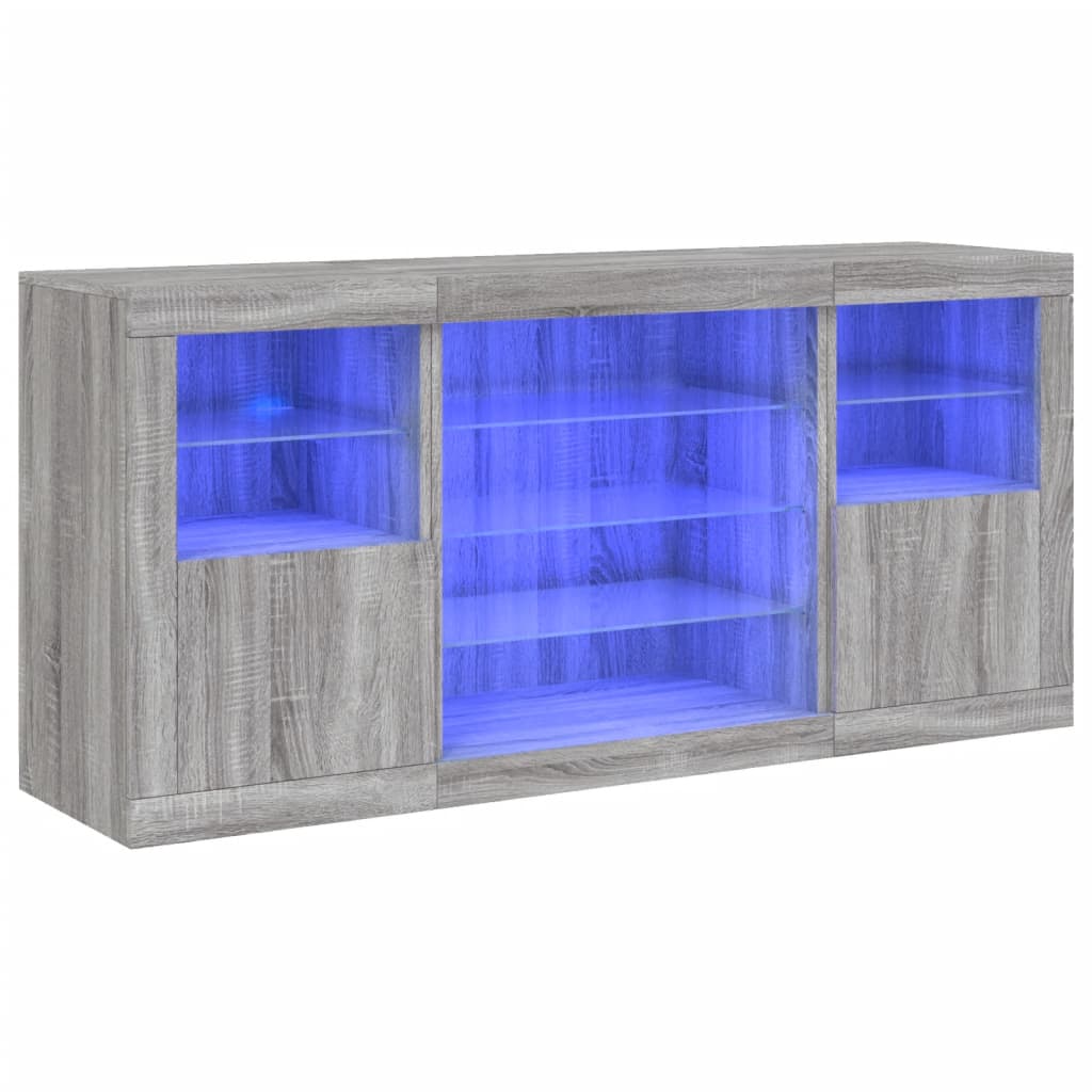 Komoda s LED svjetlima boja sivog hrasta 142,5x37x67 cm