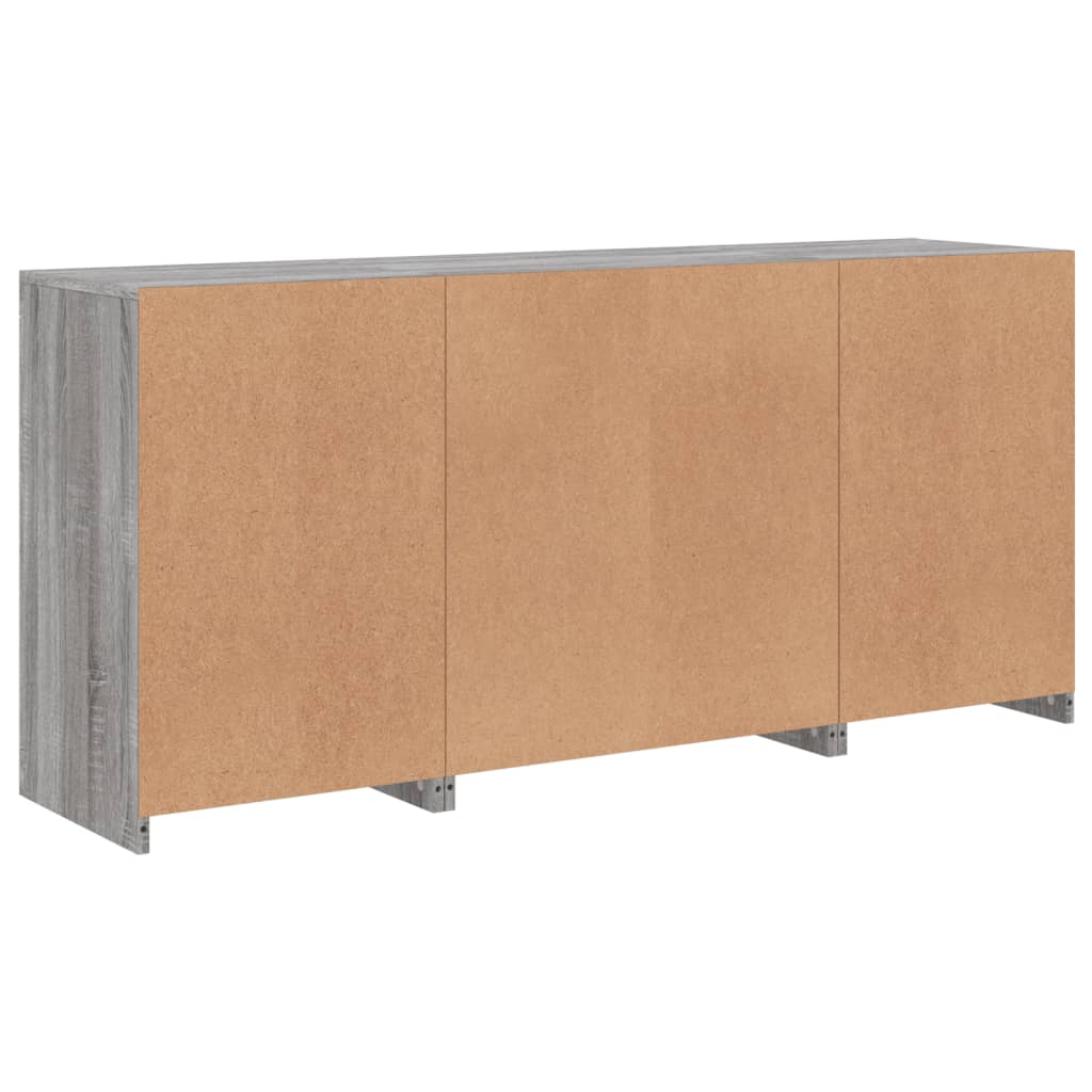 Komoda s LED svjetlima boja sivog hrasta 142,5x37x67 cm