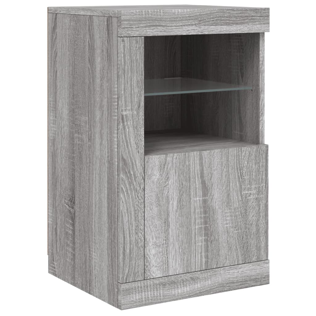 Komoda s LED svjetlima boja sivog hrasta 142,5x37x67 cm