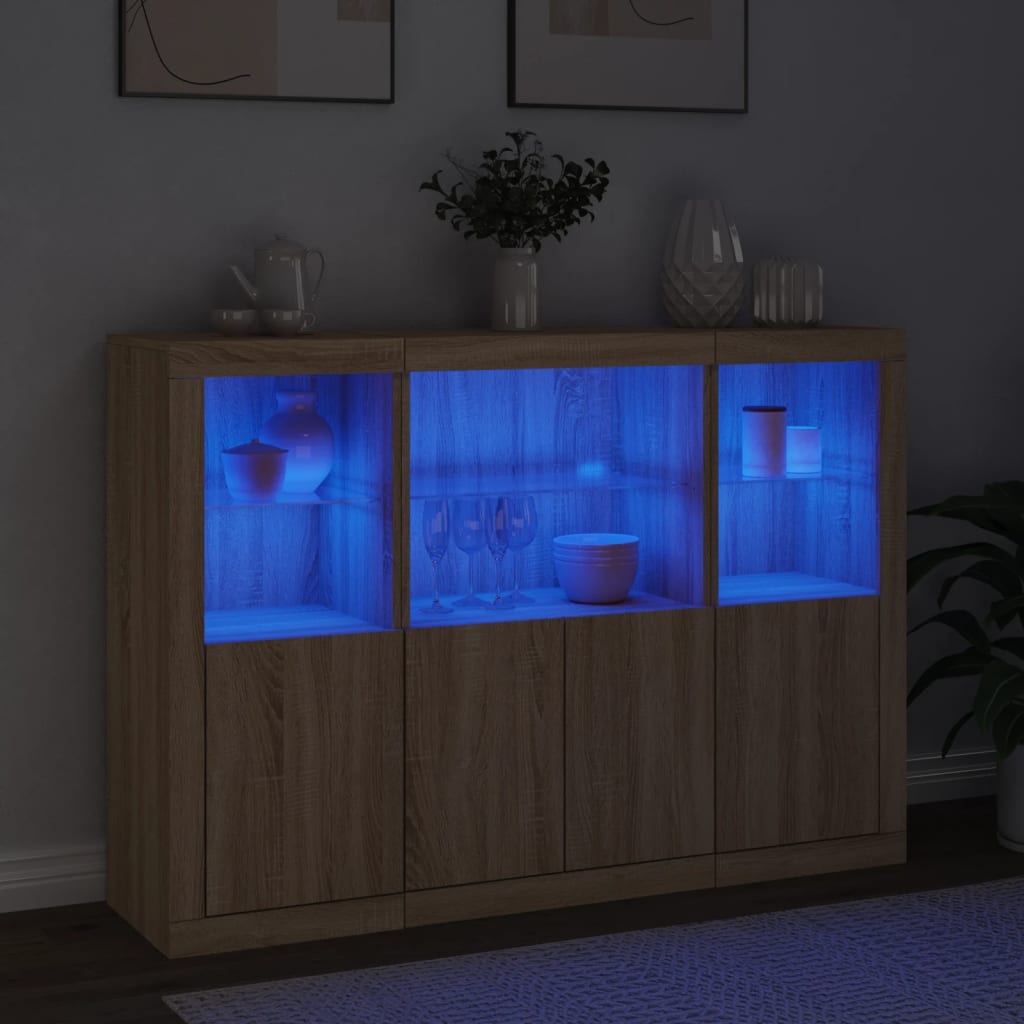 Komode s LED svjetlima 3 kom boja hrasta sonome