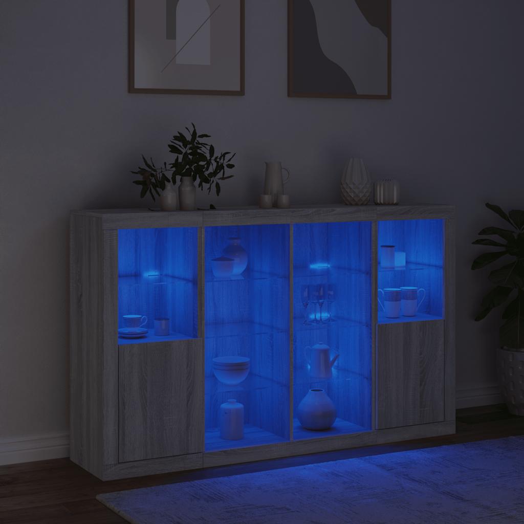 Komode s LED svjetlima 3 kom boja sivog hrasta