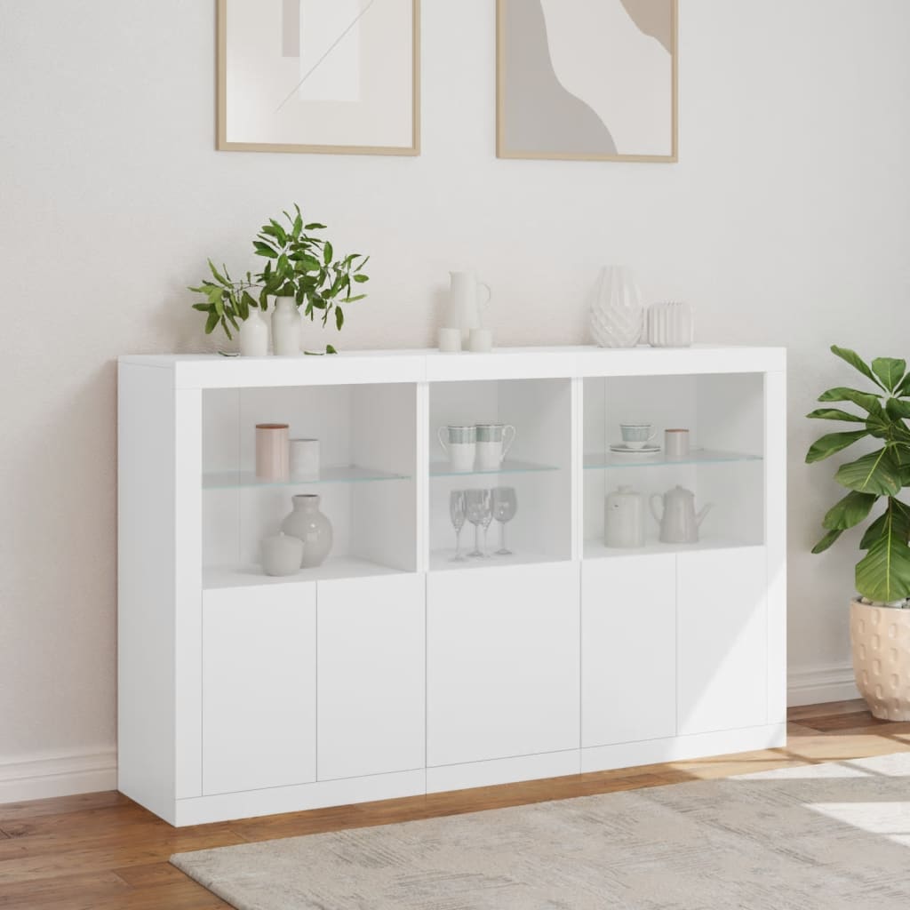 Komoda s LED svjetlima bijela 162 x 37 x 100 cm