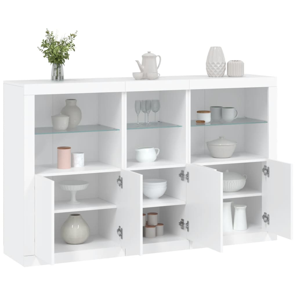 Komoda s LED svjetlima bijela 162 x 37 x 100 cm