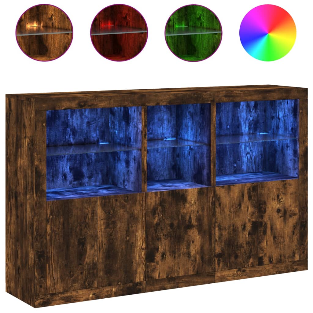 Komoda s LED svjetlima boja dimljenog hrasta 162x37x100 cm