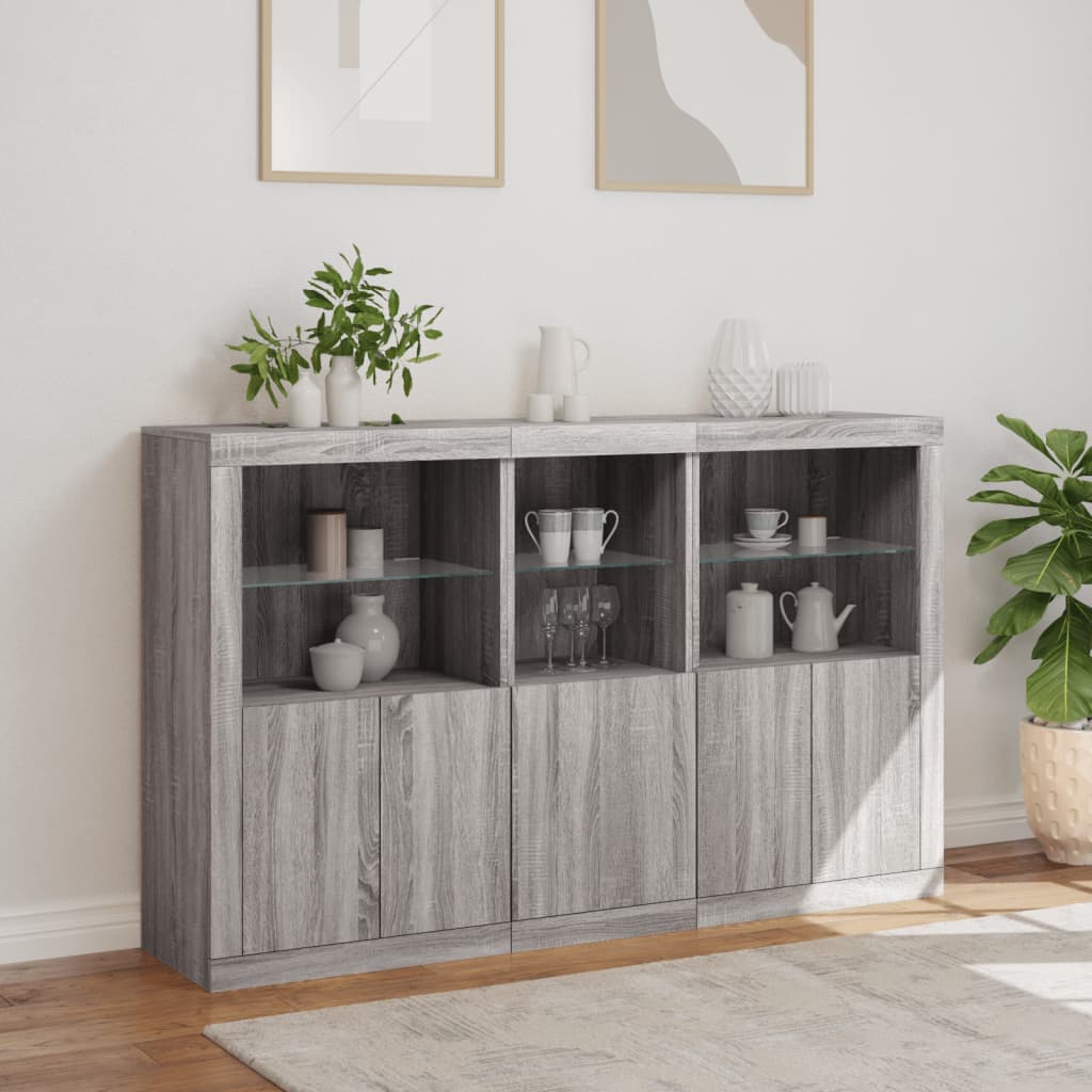 Komoda s LED svjetlima boja sivog hrasta 162x37x100 cm