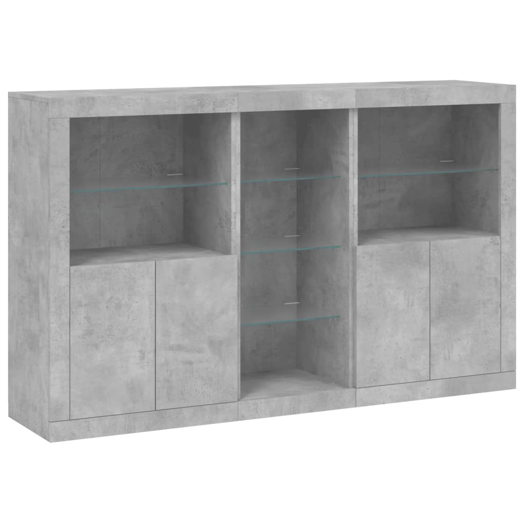 Komoda s LED svjetlima siva boja betona 162 x 37 x 100 cm
