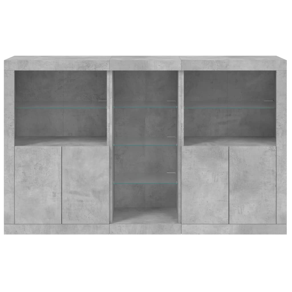 Komoda s LED svjetlima siva boja betona 162 x 37 x 100 cm
