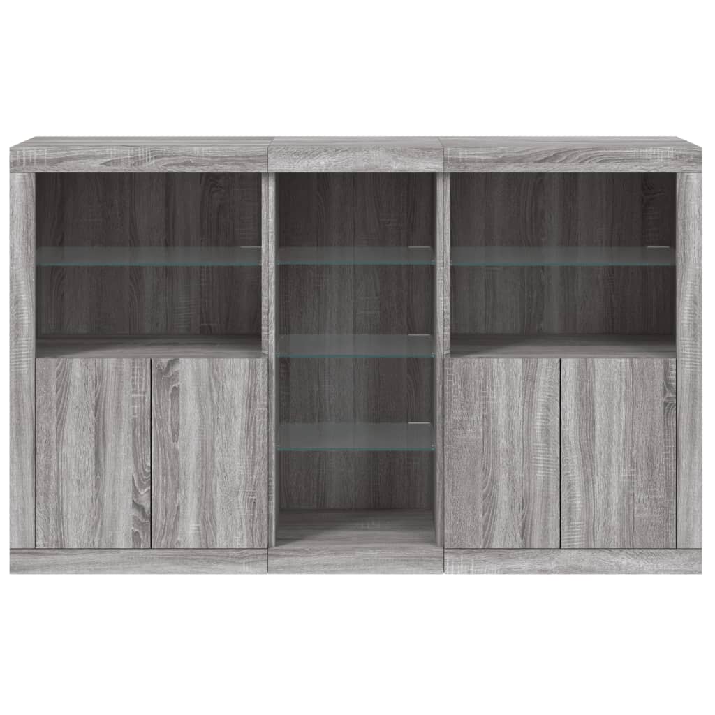 Komoda s LED svjetlima boja sivog hrasta 162x37x100 cm