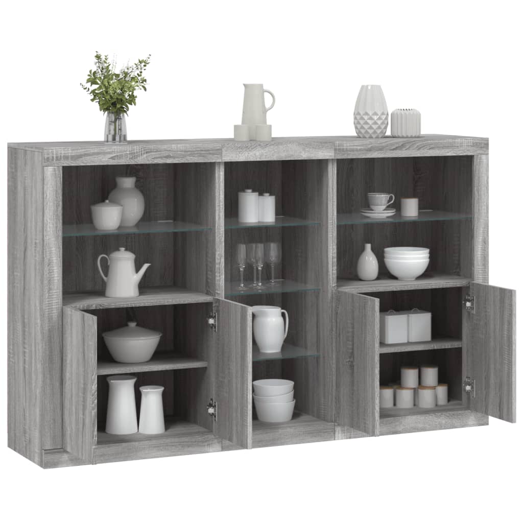 Komoda s LED svjetlima boja sivog hrasta 162x37x100 cm