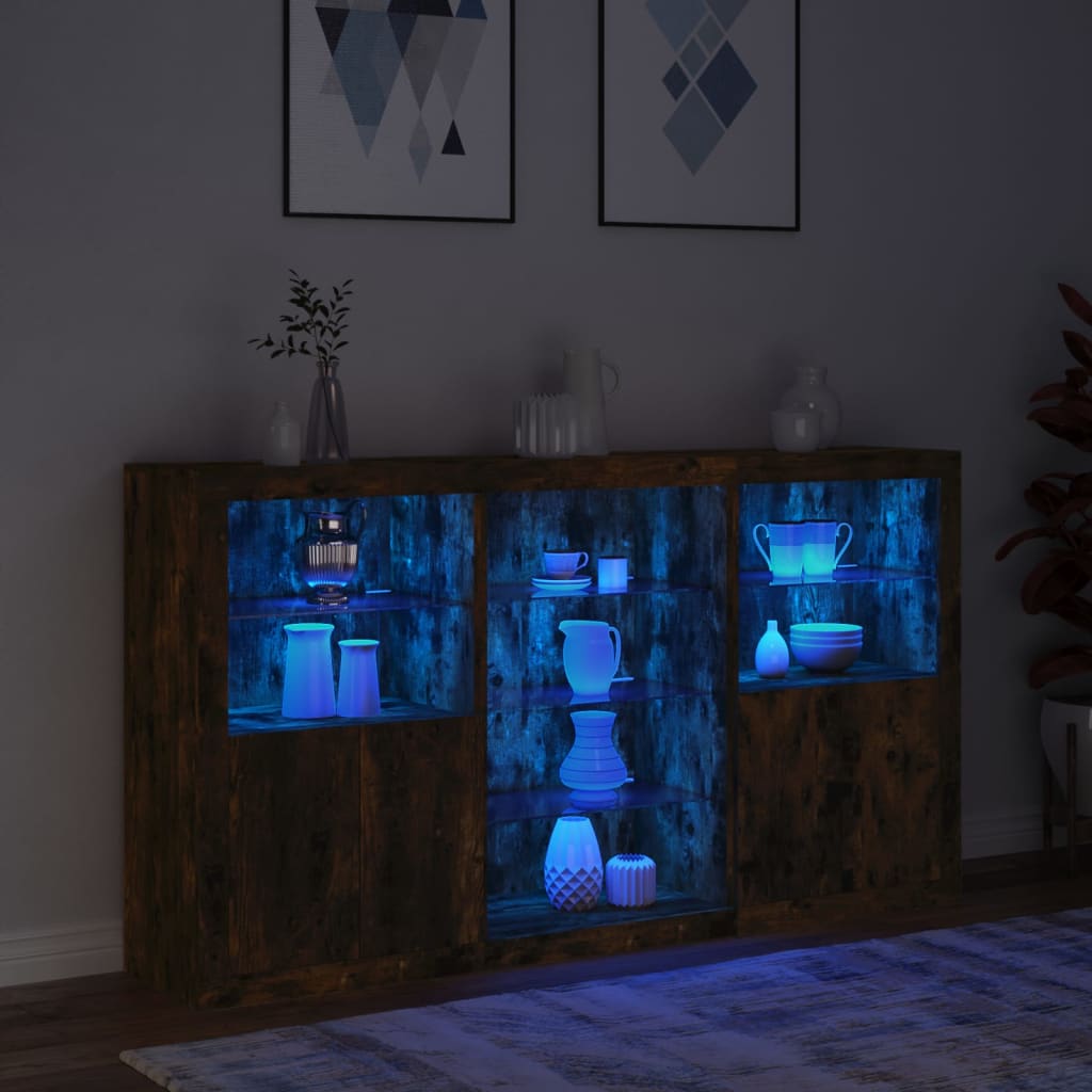 Komoda s LED svjetlima boja dimljenog hrasta 181,5x37x100 cm