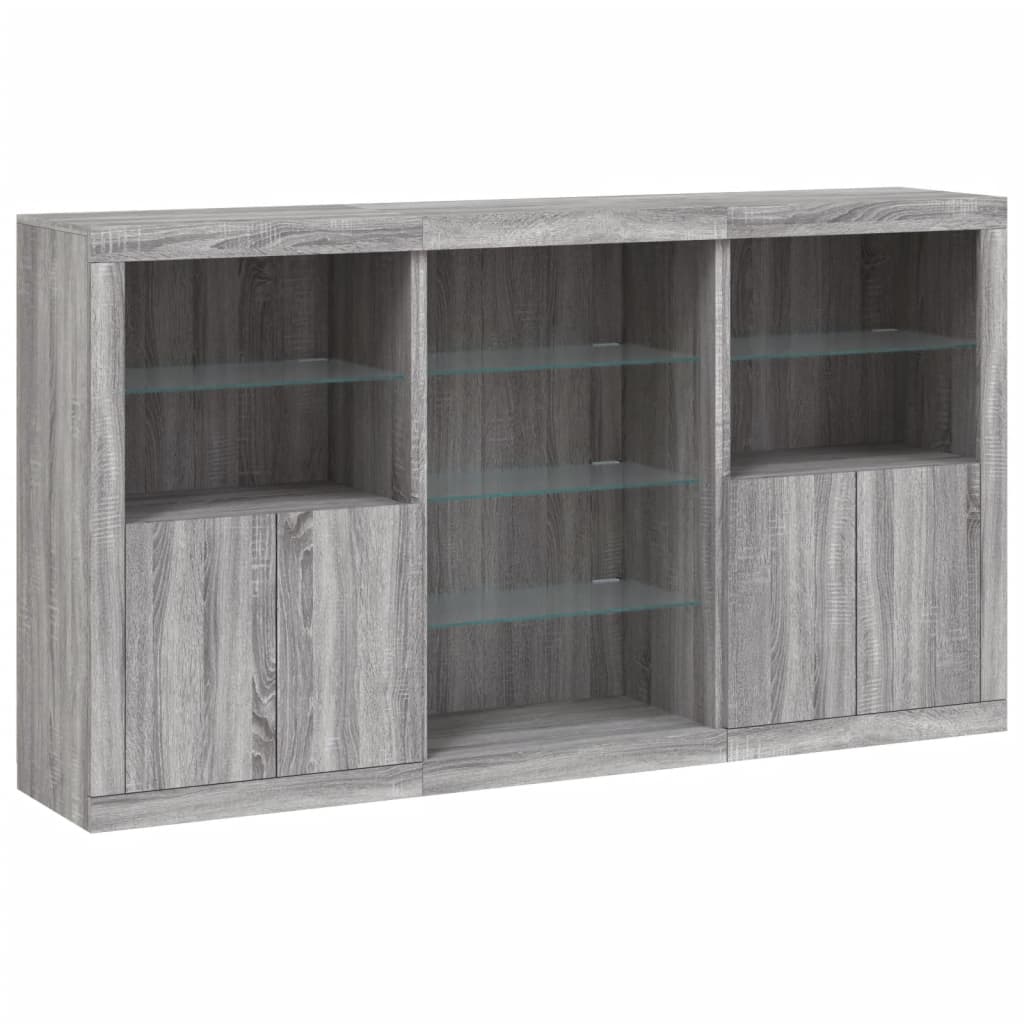 Komoda s LED svjetlima boja sivog hrasta 181,5x37x100 cm