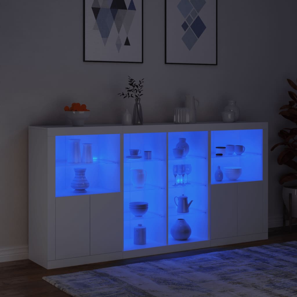 Komoda s LED svjetlima bijela 202x37x100 cm