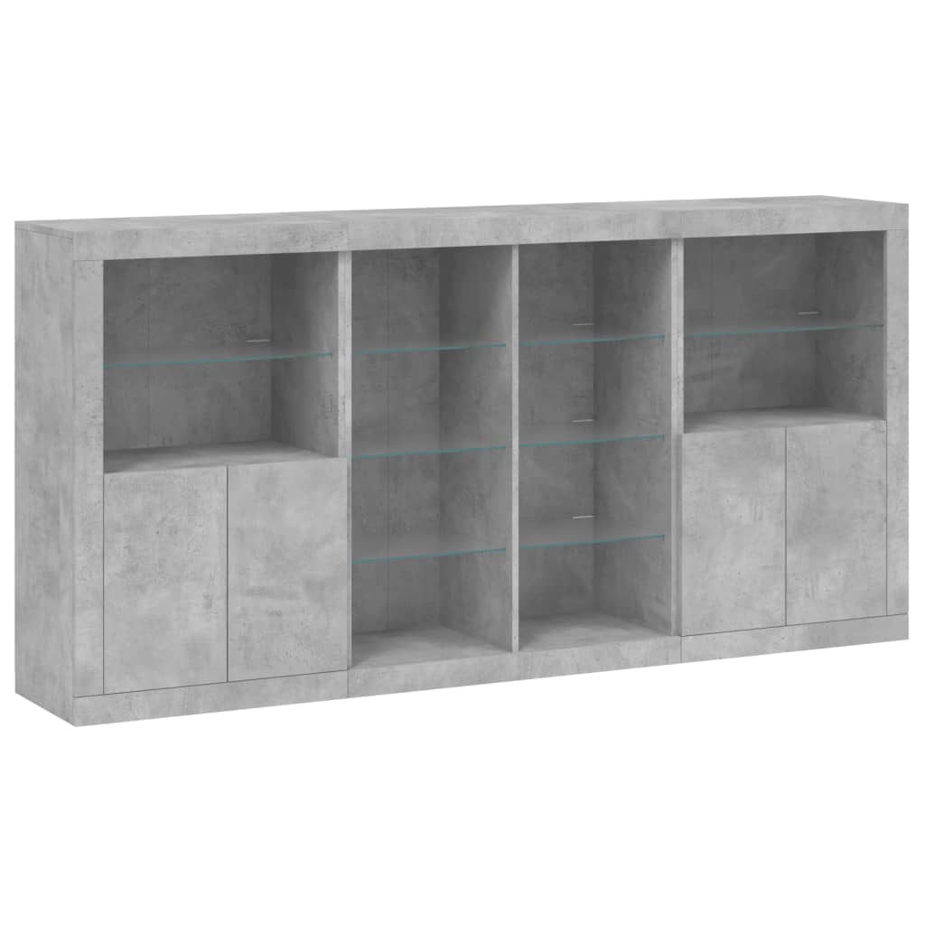 Komoda s LED svjetlima siva boja betona 202x37x100 cm