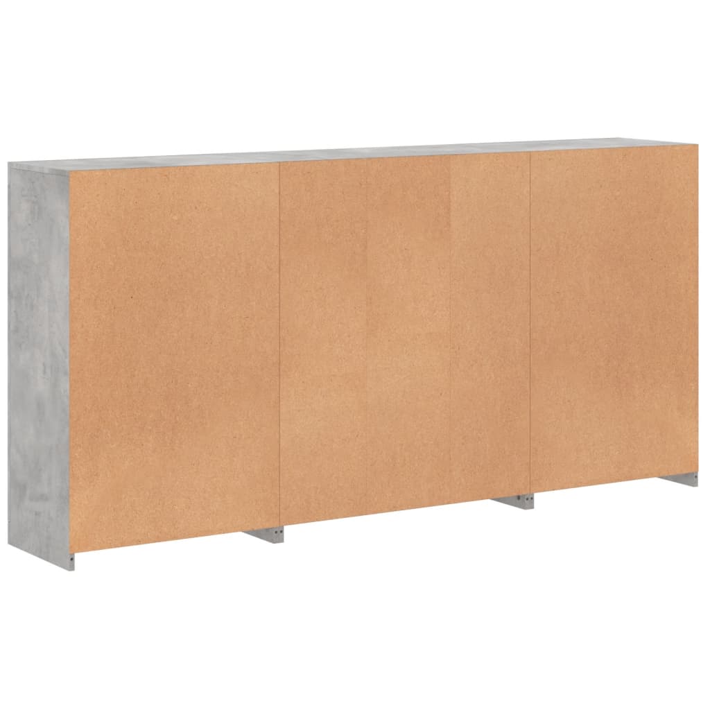 Komoda s LED svjetlima siva boja betona 202x37x100 cm