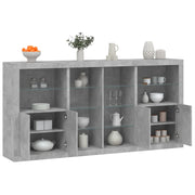 Komoda s LED svjetlima siva boja betona 202x37x100 cm
