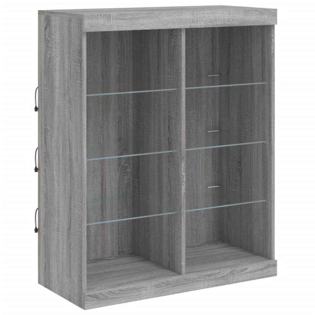 Komoda s LED svjetlima boja sivog hrasta 202x37x100 cm