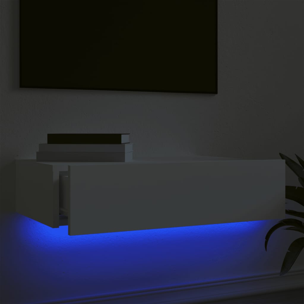 TV ormarić s LED svjetlima bijeli 60 x 35 x 15,5 cm