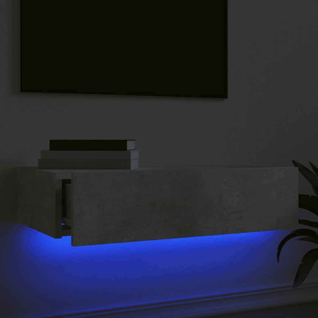 TV ormarić s LED svjetlima siva boja betona 60 x 35 x 15,5 cm