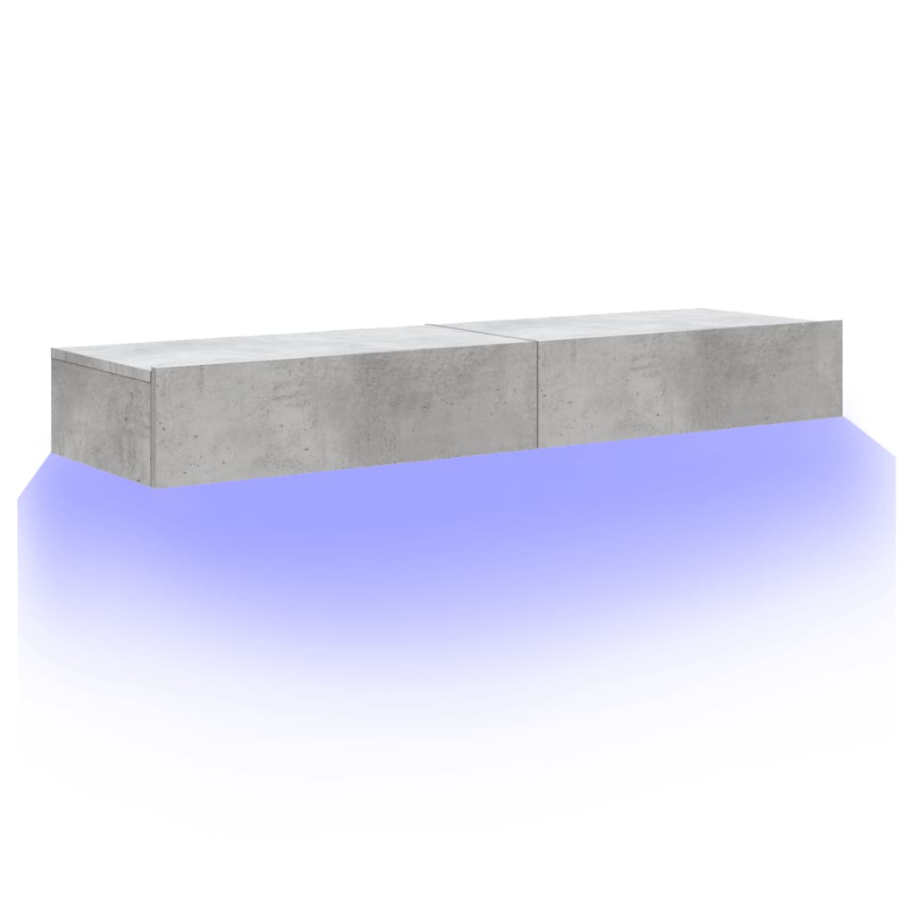 TV ormarići s LED svjetlima 2 kom Siva betona 60x35x15,5 cm