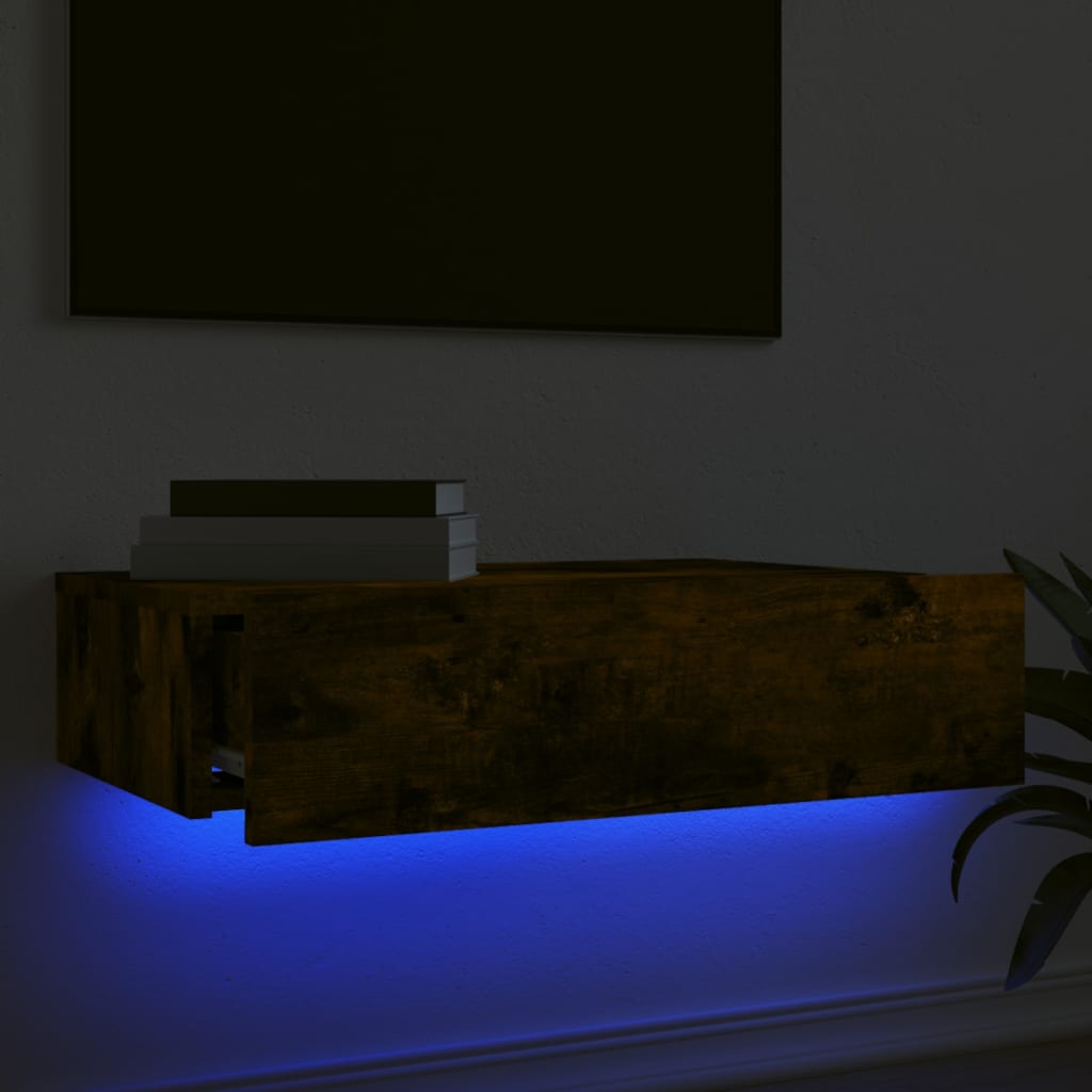 TV ormarić s LED svjetlima boja dimljenog hrasta 60x35x15,5 cm