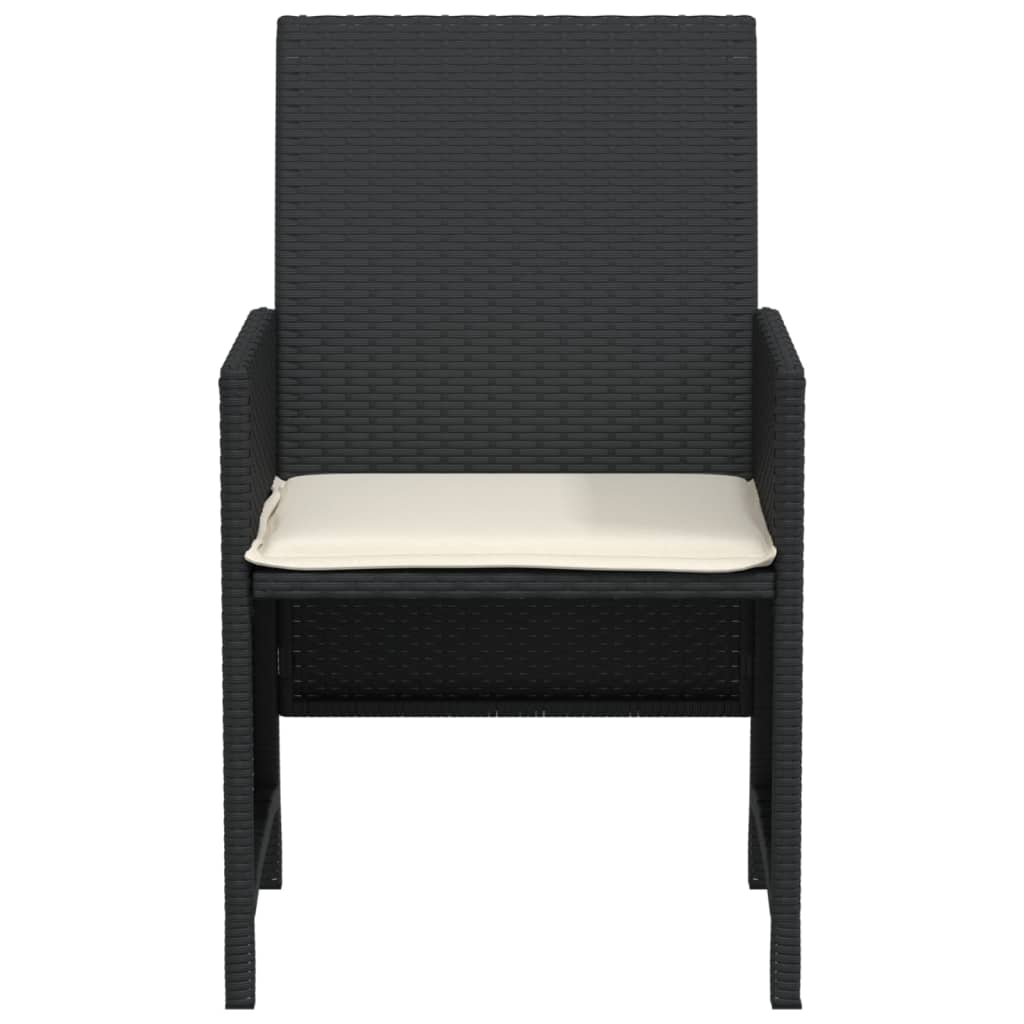 3-dijelni bistro set s jastucima crni od poliratana