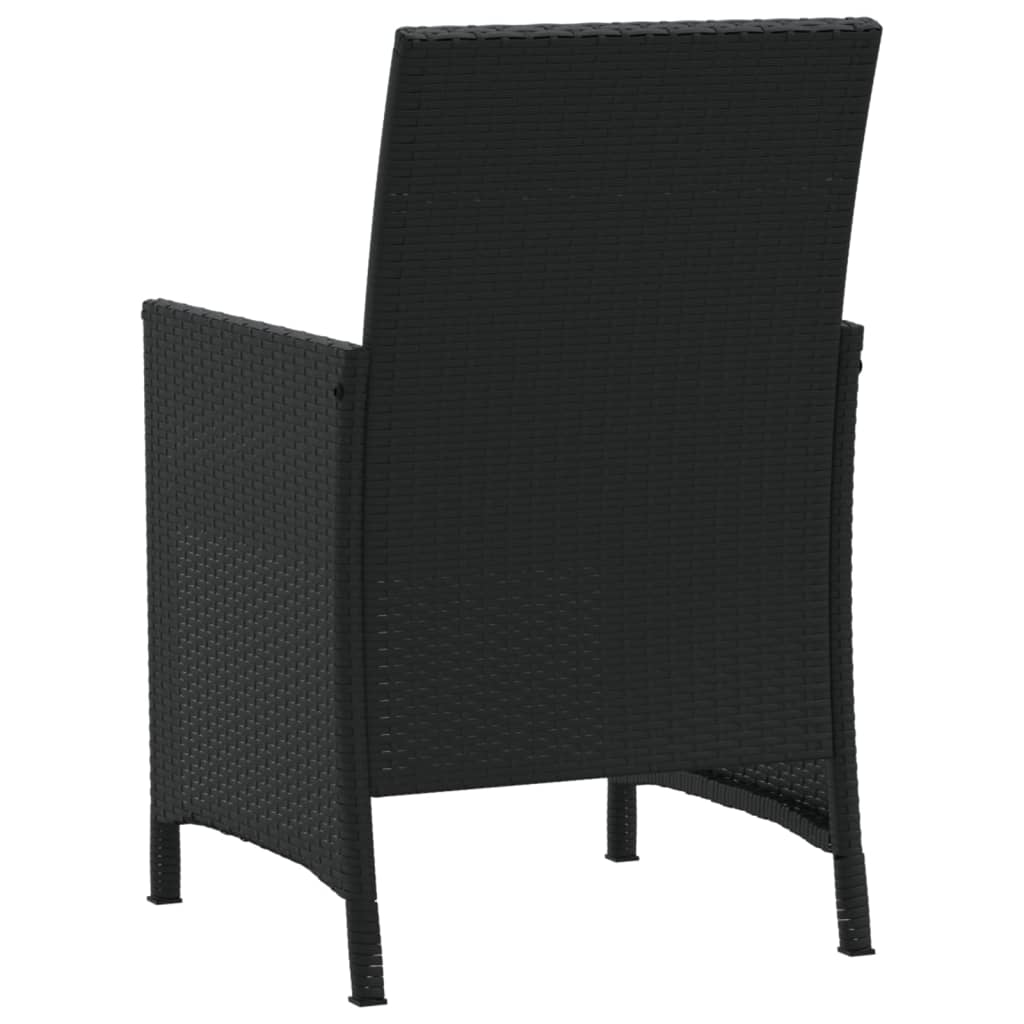 3-dijelni bistro set s jastucima crni od poliratana