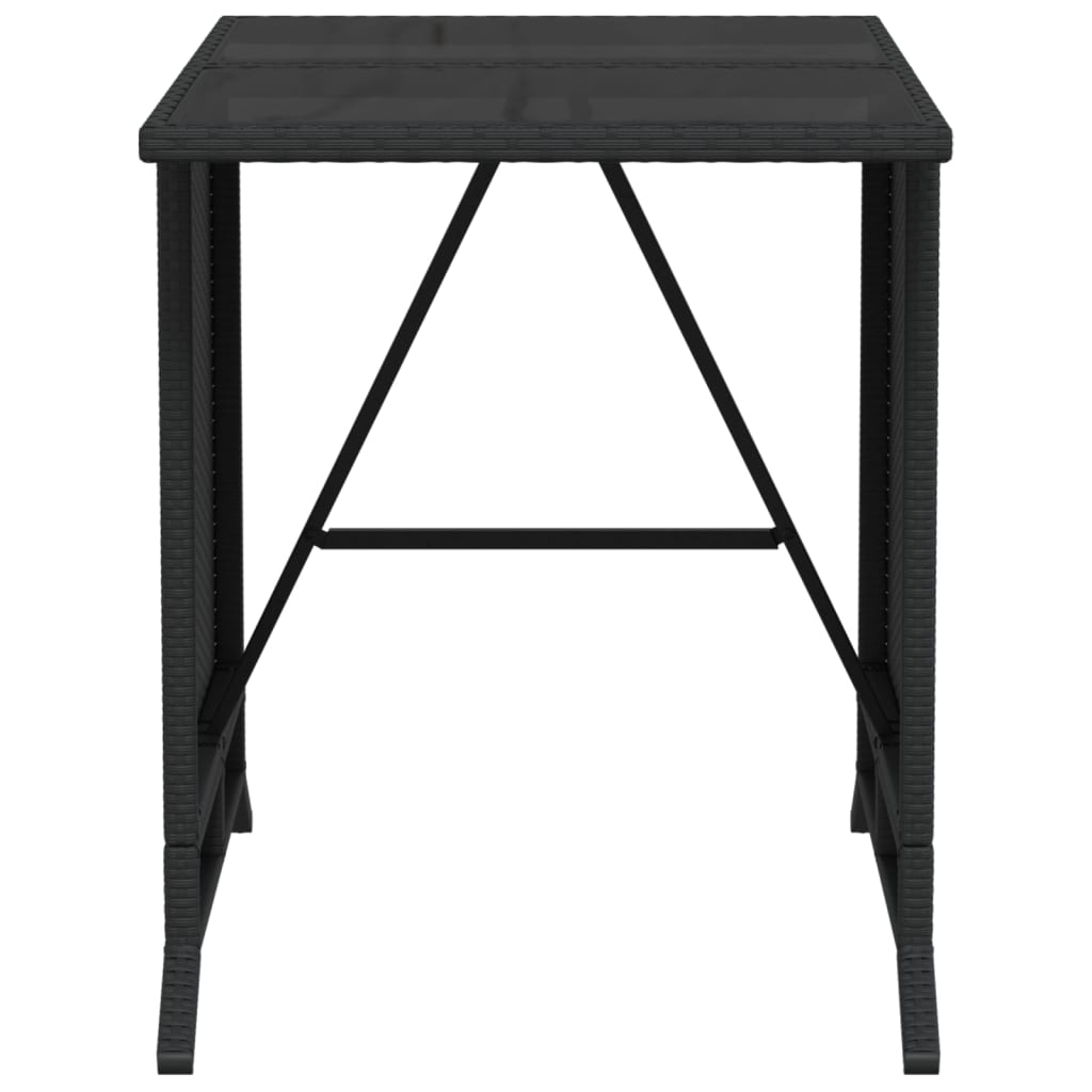 3-dijelni bistro set s jastucima crni od poliratana