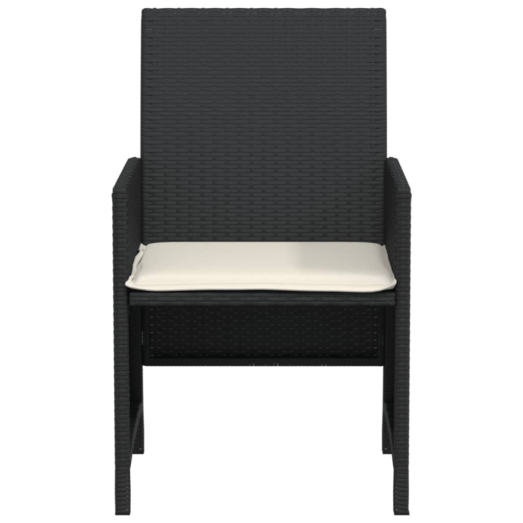 3-dijelni bistro set s jastucima crni od poliratana
