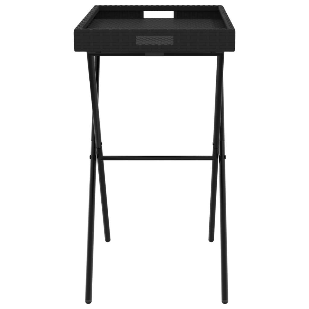 Sklopivi stol s pladnjem crni 65 x 40 x 75 cm od poliratana