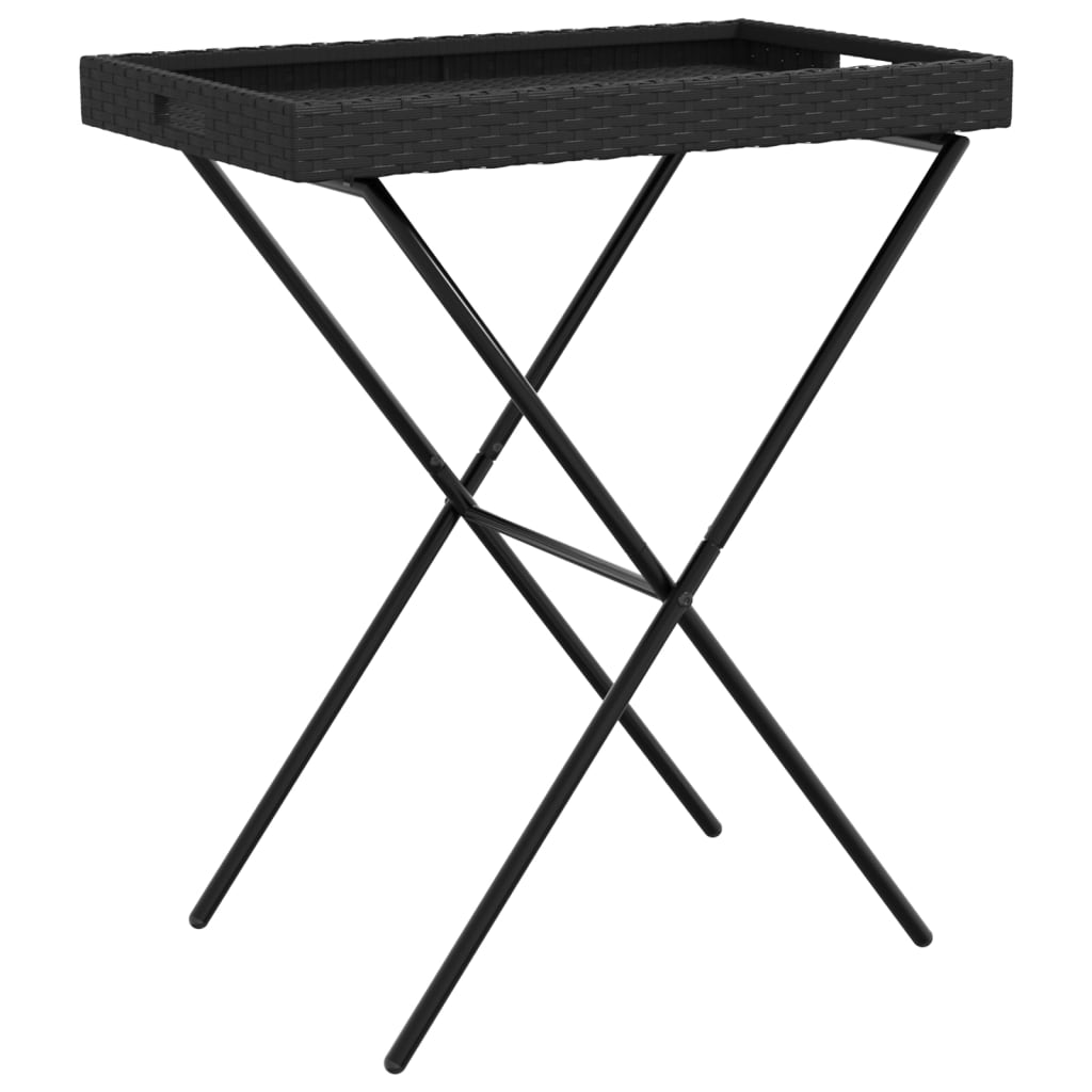 Sklopivi stol s pladnjem crni 65 x 40 x 75 cm od poliratana