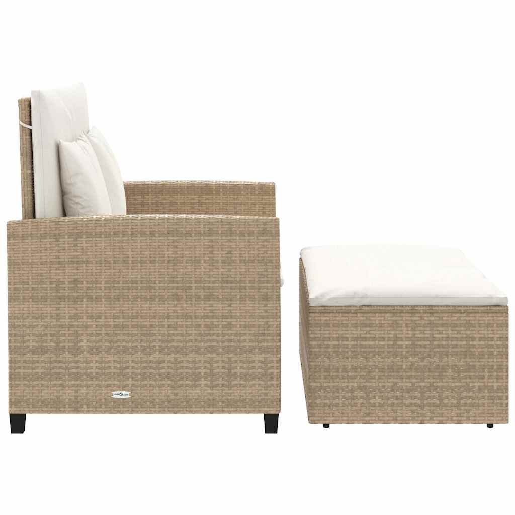 Vrtni dvosjed s jastucima bež od poliratana Beige and cream