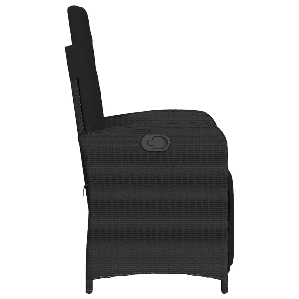 3-dijelni bistro set s jastucima crni od poliratana
