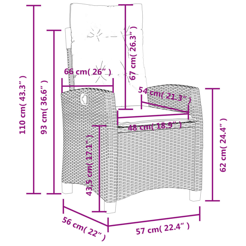 Vrtni naslonjač s jastucima miješane bež boje od poliratana
