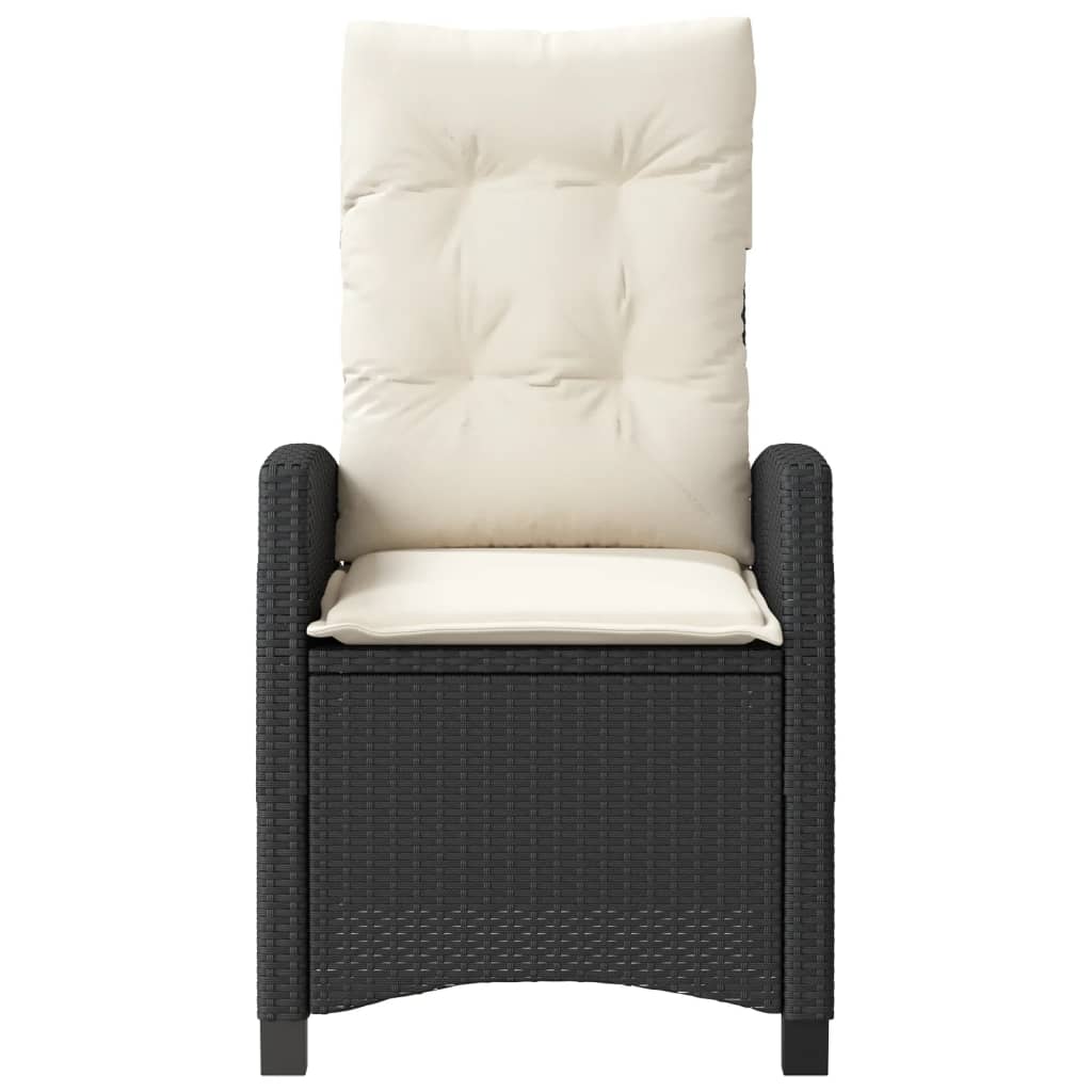3-dijelni bistro set s jastucima crni od poliratana