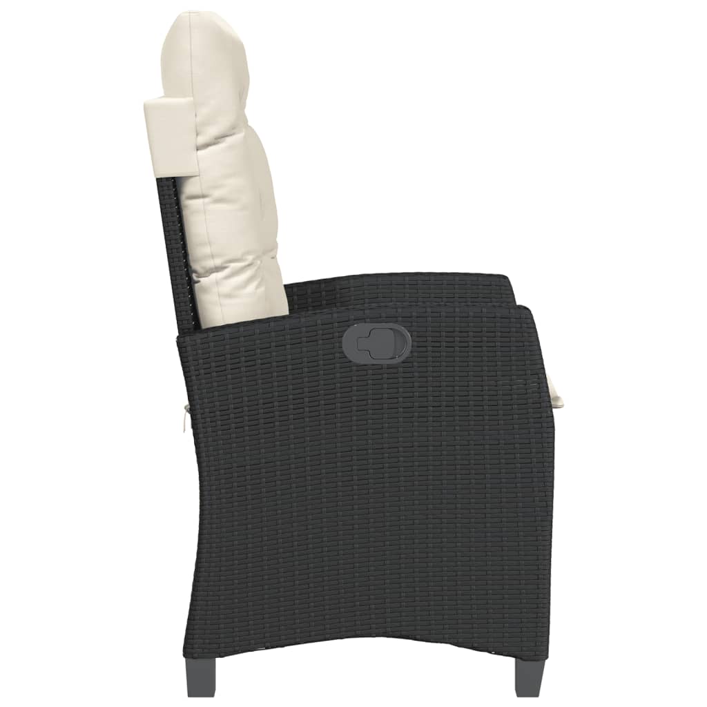 3-dijelni bistro set s jastucima crni od poliratana