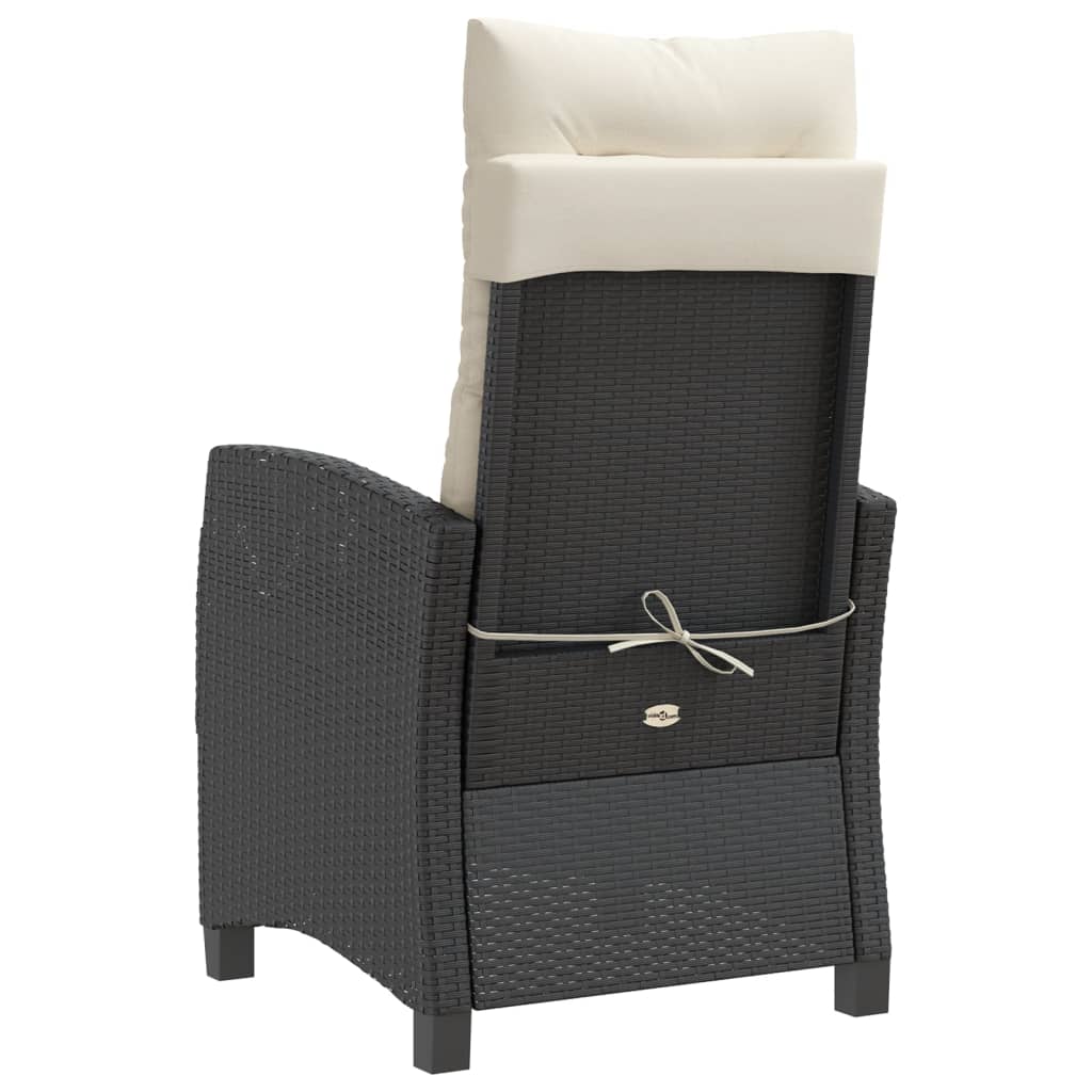 3-dijelni bistro set s jastucima crni od poliratana